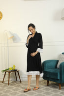 Gift Sets For Moms - Royal Black Delivery Robes + Feeding Pillow + Feeding Cover (Set of 3) MOMZJOY.COM