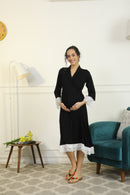Gift Sets For Moms - Royal Black Delivery Robes + Feeding Pillow + Feeding Cover (Set of 3) MOMZJOY.COM