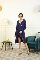 Homey Midnight Blue Maternity Knee Dress With Cover Up (Set Of 2) momzjoy.com
