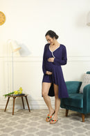 Homey Midnight Blue Maternity Knee Dress With Cover Up (Set Of 2) momzjoy.com