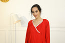 Cozy Spicy Red Maternity Knee Dress With Cover Up (Set Of 2) momzjoy.com