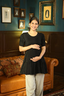 Adorable Swing Black Layered Maternity Top MOMZJOY.COM