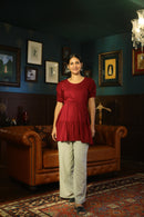 Winsome Breezy Berry Red Layered Maternity Top MOMZJOY.COM