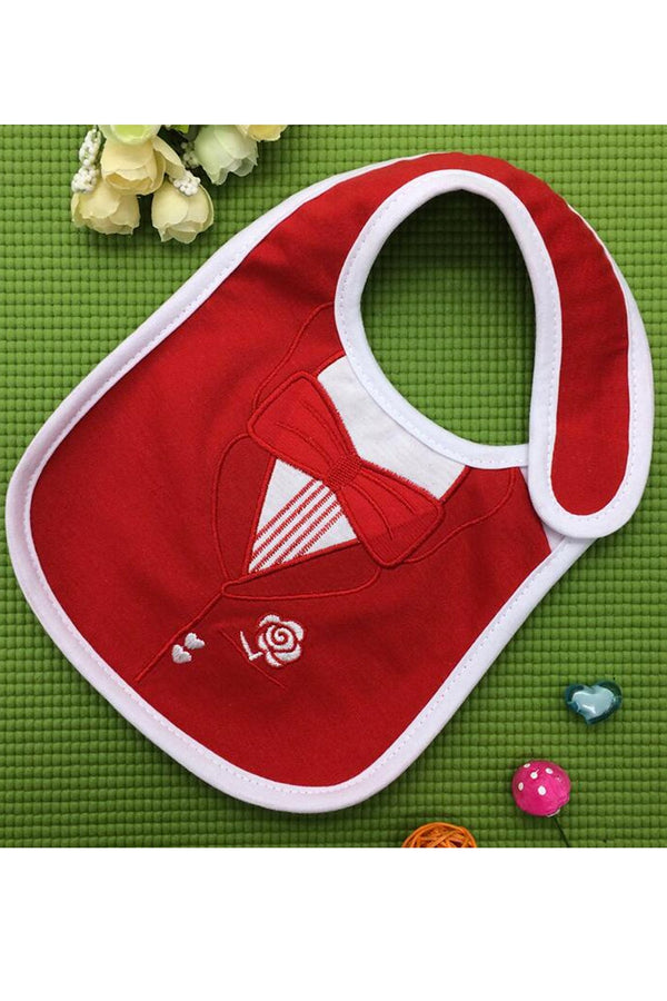 Red Bow Tie Rose Adjustable Baby Meal Bib (0-3 yrs) - MOMZJOY.COM